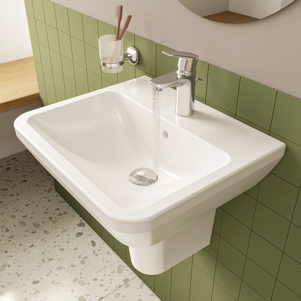 VitrA Integra Rectangular 500mm x 430mm Semi Pedestal Basin Lifestyle 1